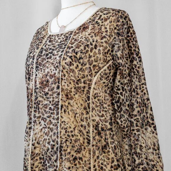 Y2k Lace Leopard Print Long Sleeve Top - Picture 4 of 6